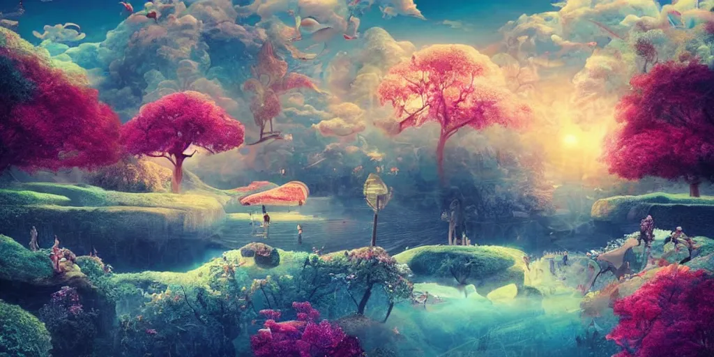 Prompt: a beautiful surreal dream world