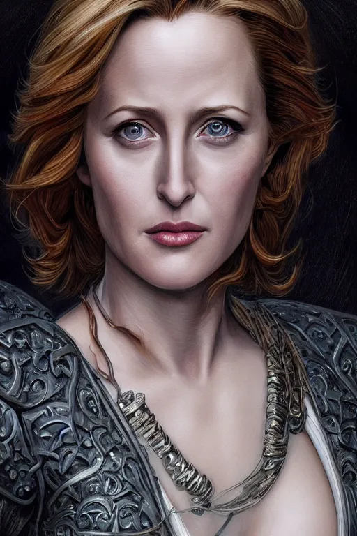 Image similar to young Gillian Anderson as a ruggedly handsome heroine, intricate, elegant, highly detailed, centered, digital painting, artstation, concept art, smooth, sharp focus, illustration, art by artgerm and donato giancola and Joseph Christian Leyendecker, Ross Tran, WLOP