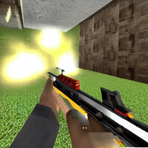 Image similar to First person shooter, house level, n64 screenshot