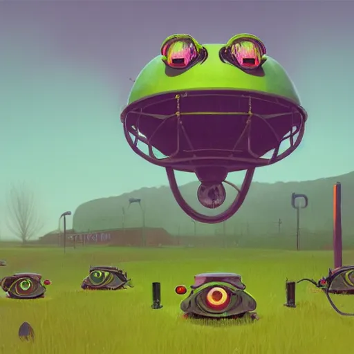 Prompt: all glory to the hypnotoad, by simon stalenhag