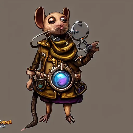 Image similar to a rat with steampunk googles, from Hearthstone