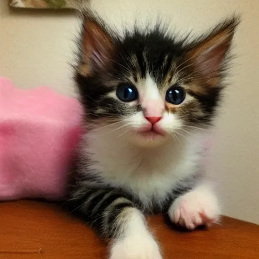 Prompt: a cute kitten wearing a silly hat