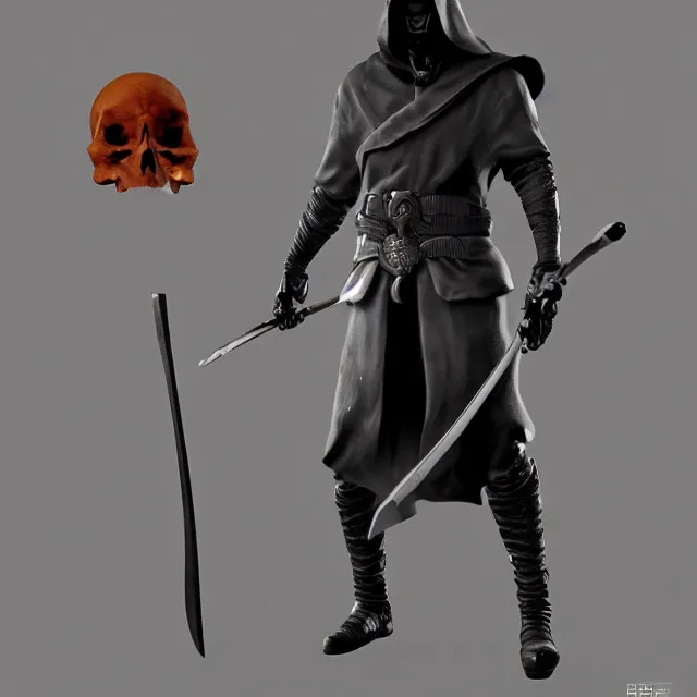 Image similar to grim reaper with skull face and scythe in mortal kombat, videogame 3d render, 4k, artstation