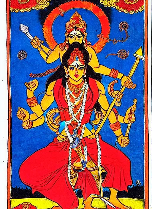 Image similar to kali - durga with a hammer and sickle and in the forehead the star burns : ivan bilibin