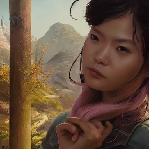 Image similar to highly detailed portrait, asian supermodel, in gta v, stephen bliss, unreal engine, fantasy art by greg rutkowski, loish, rhads, ferdinand knab, makoto shinkai and lois van baarle, ilya kuvshinov, rossdraws, tom bagshaw, global illumination, radiant light, detailed and intricate environment