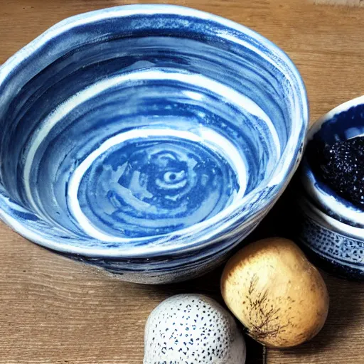 Prompt: a bowl of blues