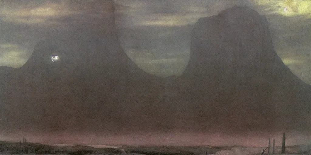 Image similar to Isle of the dead by Arnold Böcklin painted by Zdzisław Beksiński