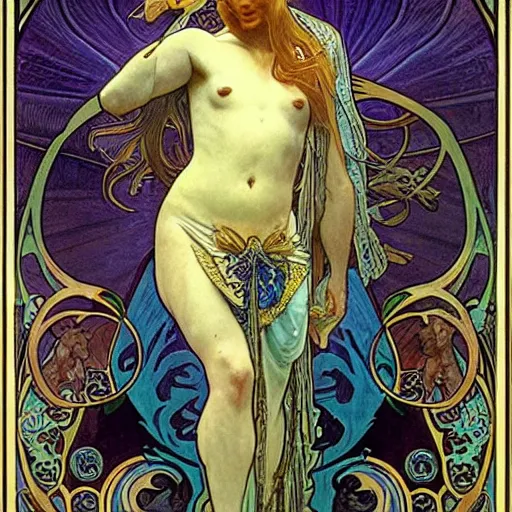 Image similar to god of nature, blue panthera, artistic, high detailed, fantasy, by alphonse mucha