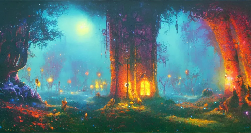 Prompt: Enchanted and magic forest, by PAUL LEHR ,