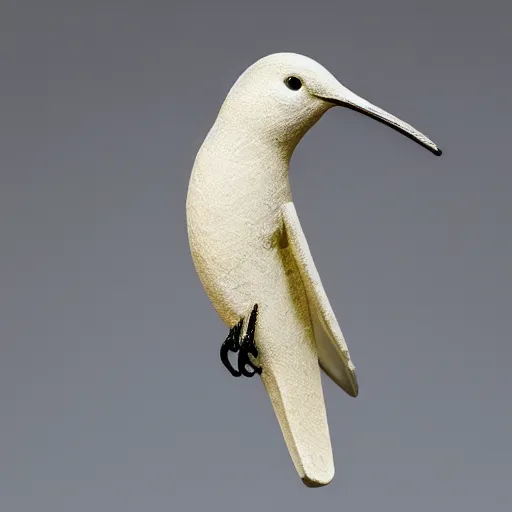 Prompt: intricate hummingbird delicately carved into block of ivory, bioluminescence, tendrils canon 5 d 5 0 mm lens