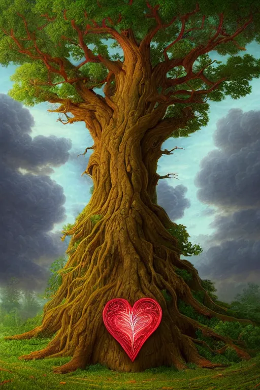 Prompt: a beautiful digital illustration painting of a detailed fantasy tree with a heart carved in the trunk by benoit b. mandelbrot, steven belledin, martin johnson heade, lee madgwick, caspar david friedrich, and david rios ferreira. 8 k resolution trending on artstation concept art digital illustration