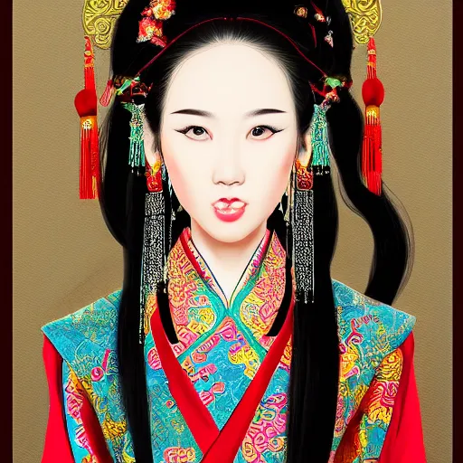 Prompt: traditional chinese princess, high quality portrait, symmetrical face, intricate details, trending on artstation