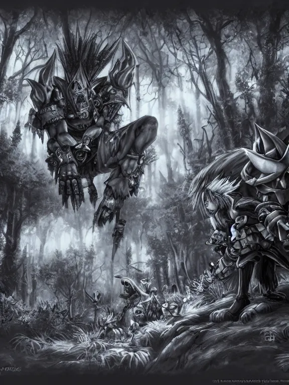 Image similar to kingdom hearts beast in the woods, highly detailed, digital art, sharp focus, trending on art station, warhammer 4 0 k fantasy,