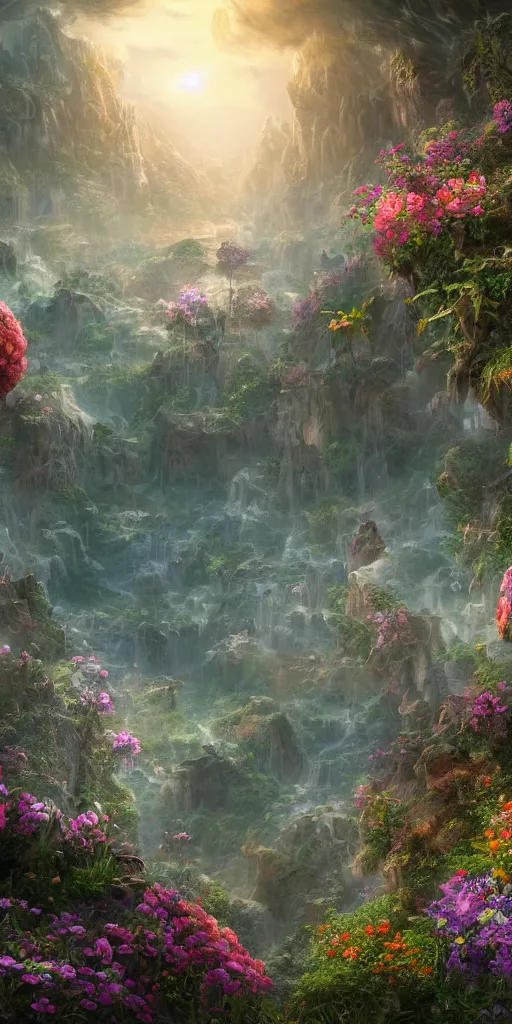 Prompt: enormously detailed hd photo of future flower wallpaper, high fantasy matte painting, atmospheric lighting, highly detailed illustration highlights, 8K detail post-processing, featured on DeviantArt