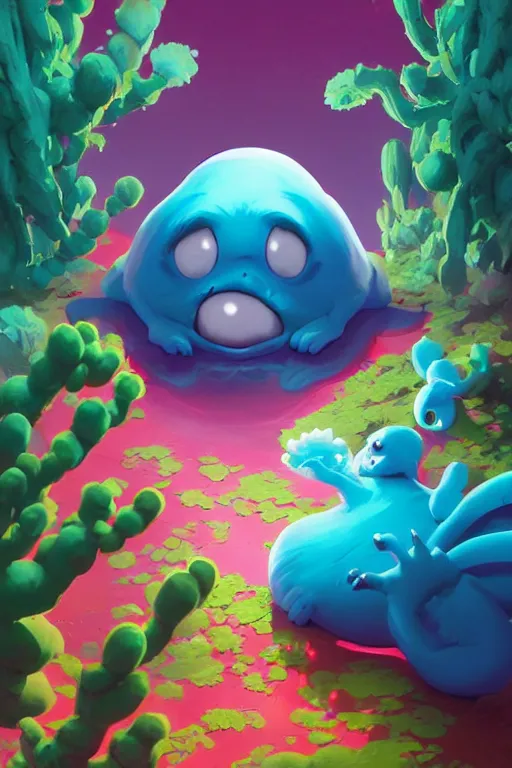 Image similar to smurf ghost creature animal sushi cristal very big eye roots cactus elemental flush of force nature micro world fluo fishscale, behance hd by jesper ejsing, by rhads, makoto shinkai and lois van baarle, ilya kuvshinov, rossdraws radiating a glowing aura global illumination ray tracing hdr