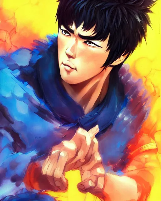 Prompt: anime portrait of Bruce Lee as an anime man by Stanley Artgerm Lau, WLOP, Rossdraws, James Jean, Andrei Riabovitchev, Marc Simonetti, and Sakimichan, trending on artstation