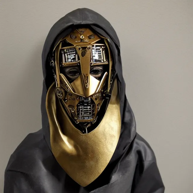 Image similar to a beautiful cyborg made of christian ceremonial maske