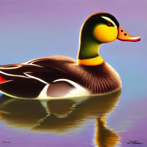 Image similar to a duck on the prowl oil painting tim obrien