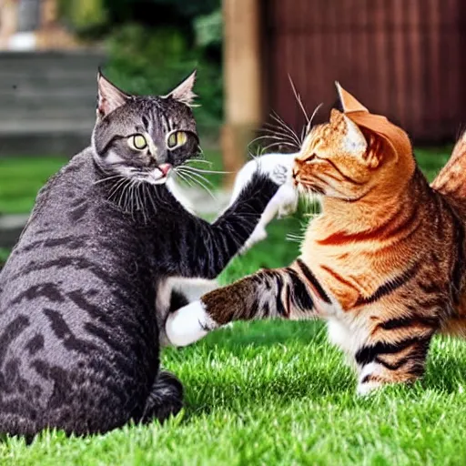 Prompt: cats fighting like samurai