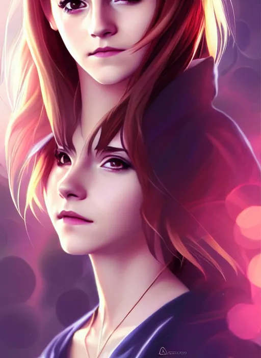Image similar to Emma watson as an anime character digital illustration portrait design by Ross Tran, artgerm detailed, soft lighting