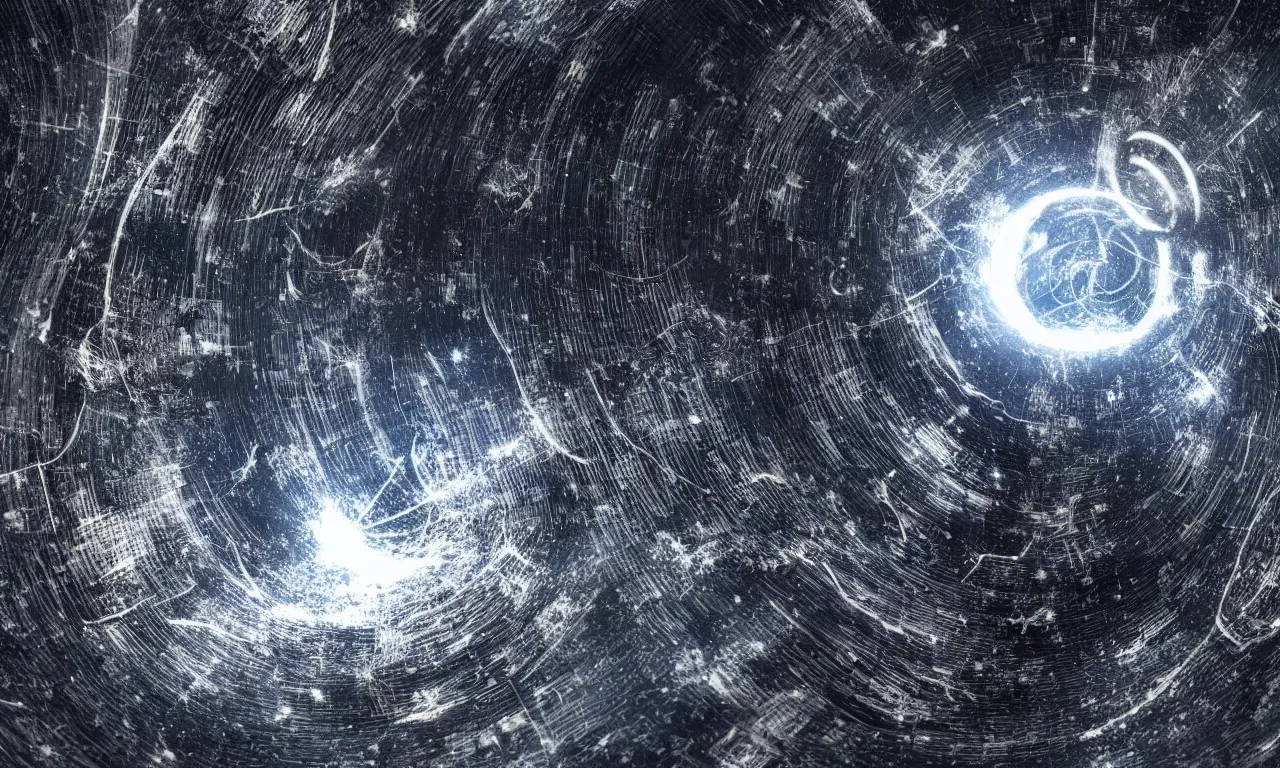 Image similar to space junk forms tiled vortex in empty dark space, octane render