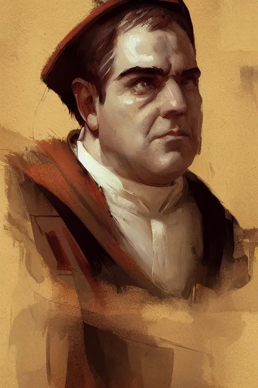 Image similar to thomas aquinas by Greg Rutkowski, painting, portrait, trending on artstation