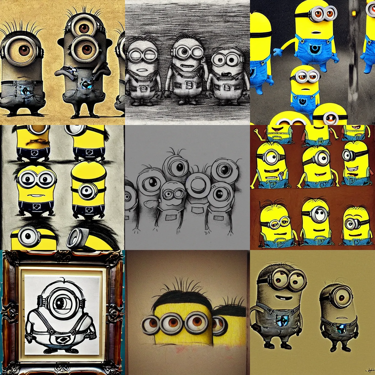 Prompt: minions drawn by leonardo da vinci