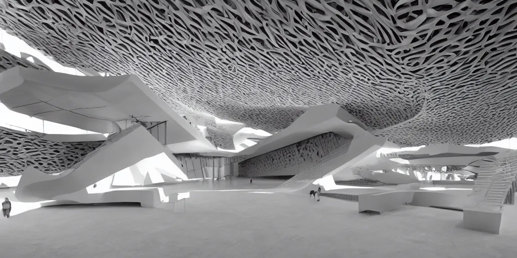 Image similar to stunning beautiful museum 3D section by Paul Rudolph and Zaha Hadid