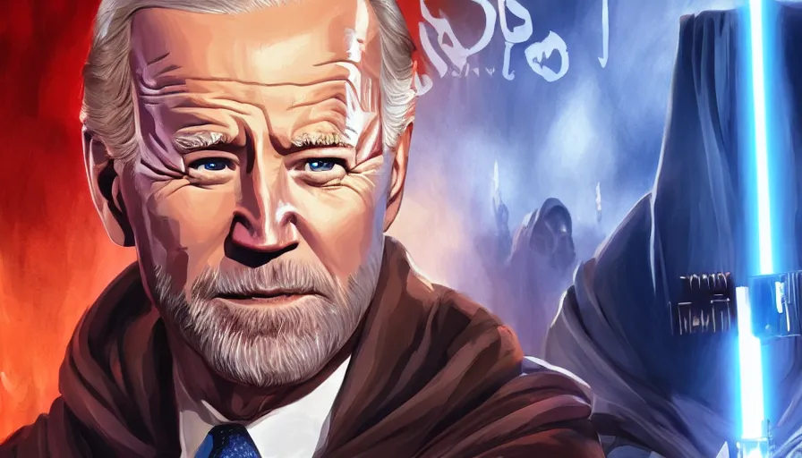 Image similar to joe biden is obi - wan kenobi, movie poster, hyperdetailed, artstation, cgsociety, 8 k