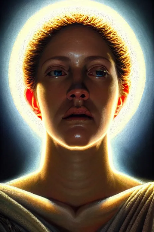 Prompt: hyperrealistic mixed media painting of Mother Mary, a halo about her head, full body, stunning 3d render inspired art by P. Craig Russell and Barry Windsor-Smith + perfect facial symmetry + dim volumetric lighting, 8k octane beautifully detailed render, post-processing, extremely hyperdetailed, intricate, epic composition, grim yet sparkling atmosphere, cinematic lighting + masterpiece, trending on artstation, very very detailed, masterpiece, stunning
