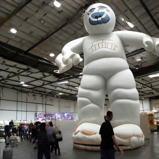 Prompt: giant mascot made of porcelain