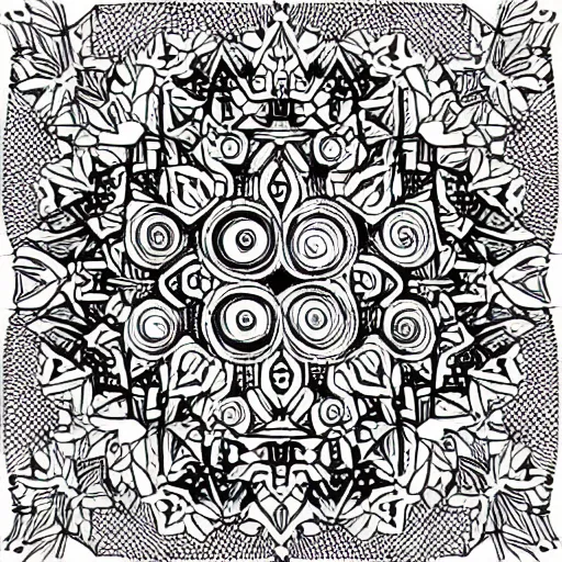 Prompt: intricately detailed pen and ink geometric generative doodle