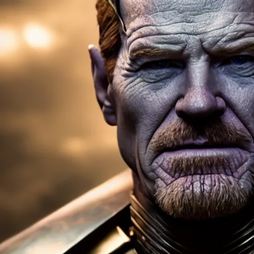 Prompt: bryan cranston wearing thanos armour, hd 4 k photo