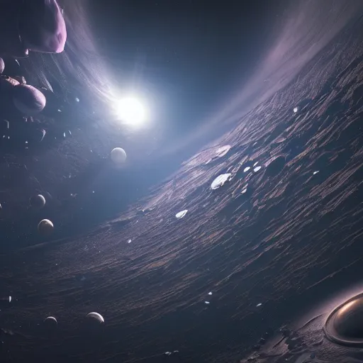 Image similar to a beautiful picture of an alien planet flowting in space, photo from space, rendered in unreal engine, trending on artstation