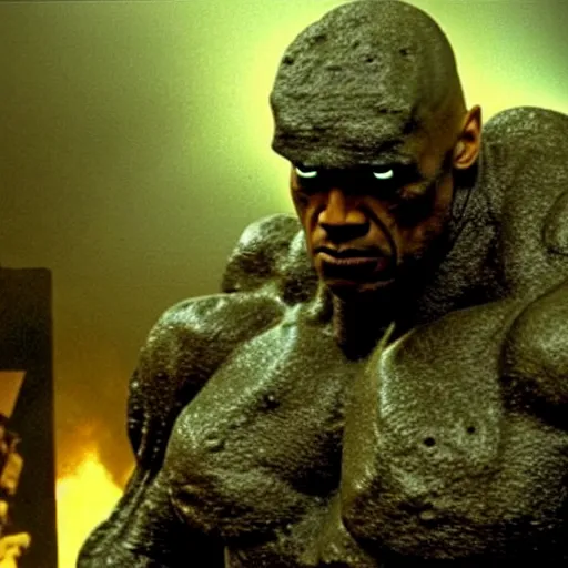 Image similar to the rock as a stone golem, colonial marine, still from the movie aliens