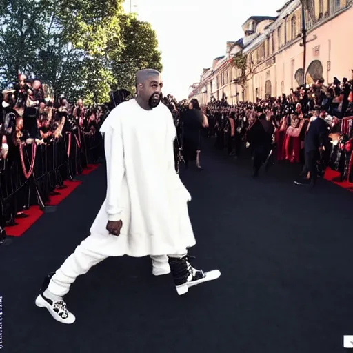 Prompt: kanye west in a dress walking down a red carpet, fashionista!!, red carpet, [ 4 k photorealism ]!!, fashion photography, 4 k quality