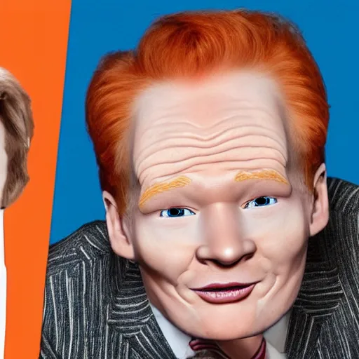 Prompt: carrot with connan o brien face caricature