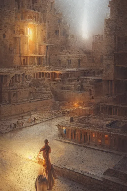 Image similar to ancient city of babylon, portrait, powerfull, intricate, elegant, volumetric lighting, scenery, digital painting, highly detailed, artstation, sharp focus, illustration, concept art, ruan jia, steve mccurry