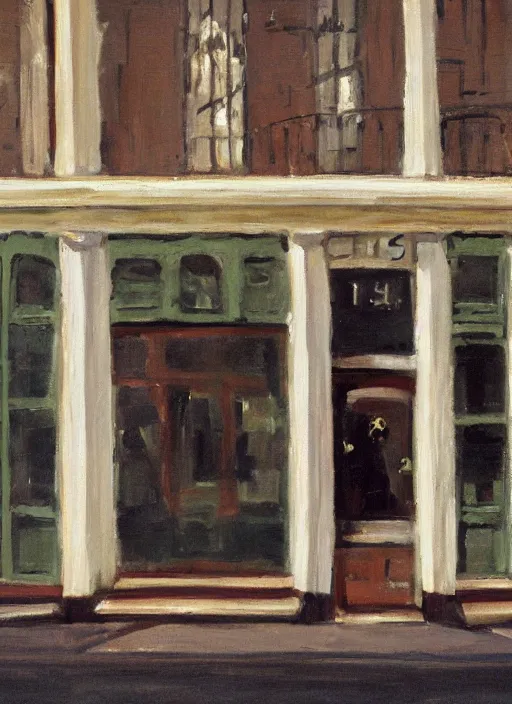 Image similar to artwork painting of storefront by john singer sargent