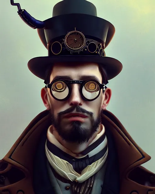 Prompt: steampunk male portrait, handsome, detective coat, steampunk monocle, complex 3 d render by ilya kuvshinov, peter mohrbacher, greg rutkowski, ryohei hase, dramatic lighting, intricate, highly detailed, sharp focus, luminous, unreal engine, blender, artstation, masterpiece, ray tracing