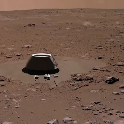 Prompt: a spacex rocket landing on mars