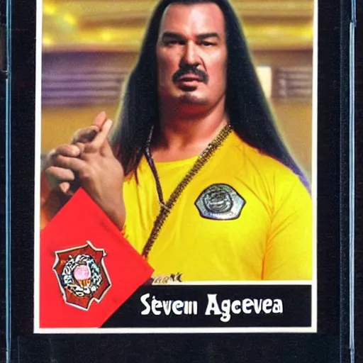 Image similar to Steven Seagal trading card poytail