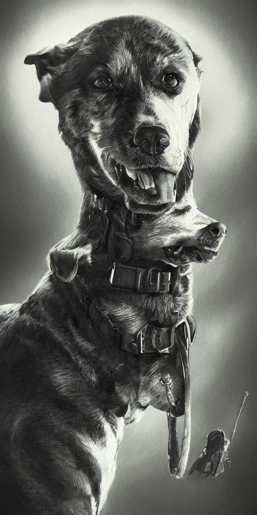 Prompt: rambo exposed to radiation and became dog man, high detailed, fine art, trending on artstation, smooth draw, sharp focus.