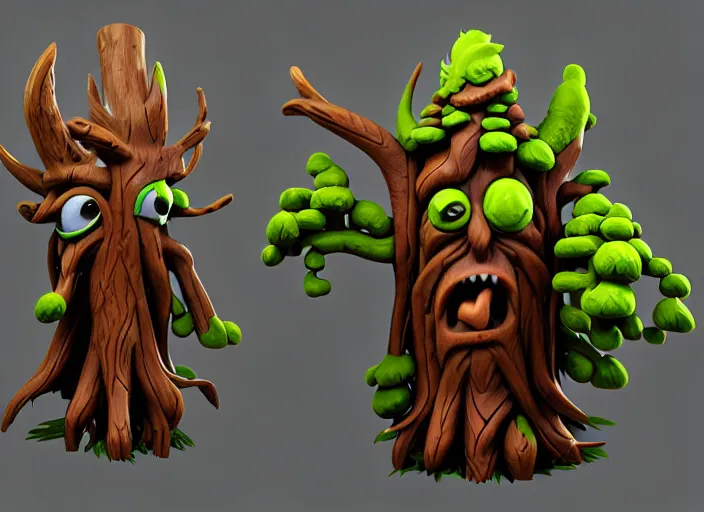 Image similar to festeroot wooden ent leshy treant head, stylized stl, 3 d render, activision blizzard style, hearthstone style, darksiders art style