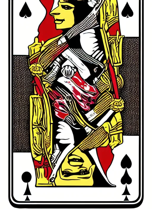Prompt: queen of spades playing card iron man