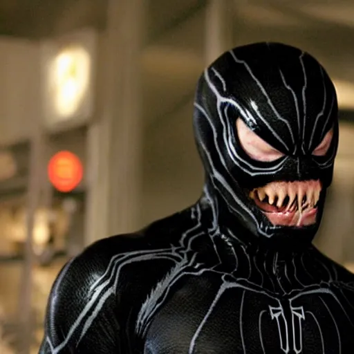 Image similar to film still of Thomas Haden Church as Eddie Brock wearing Venom costume in Spider-man 3 2007, 4k