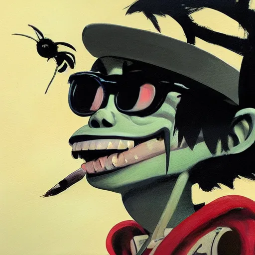 Image similar to high quality high detail painting of gorillaz noodle ( character ) by ashley wood, hd, photorealistic lighting
