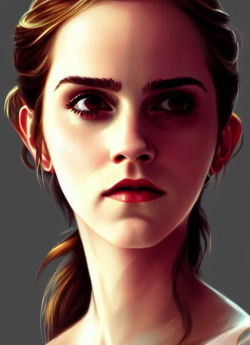 Image similar to emma watson as driada, shiny background, intricate, elegant, highly detailed, digital painting, artstation, concept art, smooth, sharp focus, illustration, artgerm, bouguereau