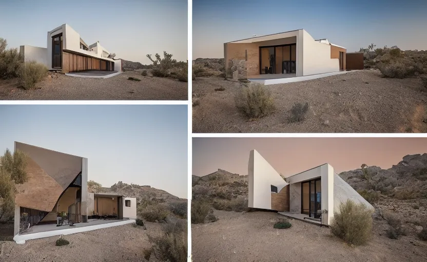 Image similar to modern house in the middle of desert, professional photography