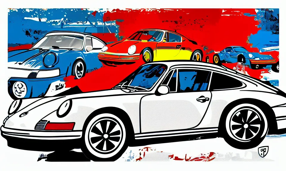 Image similar to pop art illustration of the porsche 9 1 1